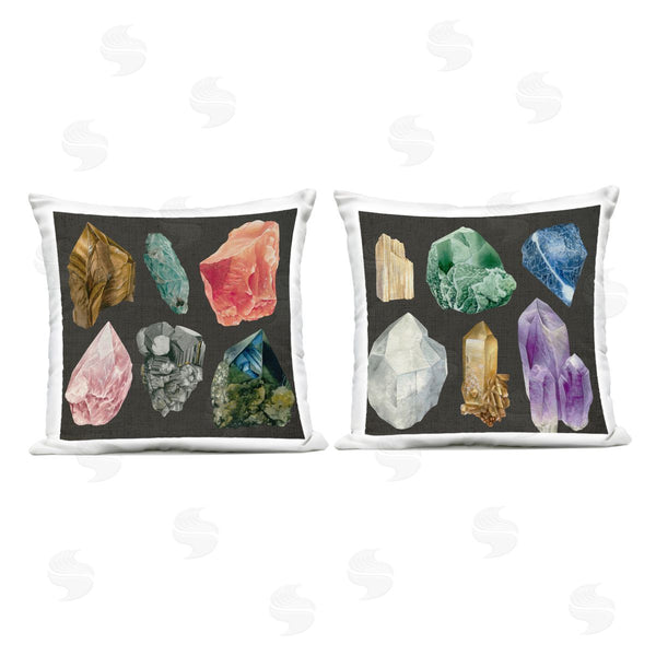 Stupell Industries Grace Popp | Various Gemstones On Black Printed Throw Pillow Set