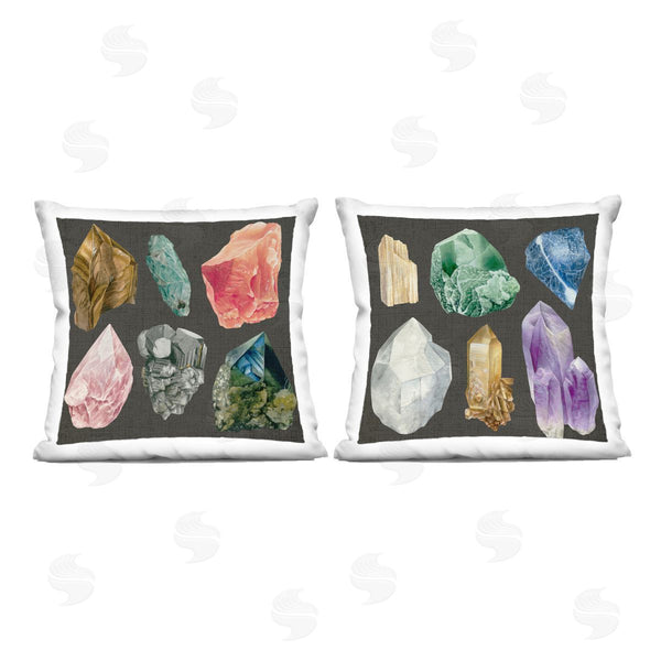 stupell industries Grace Popp | Various Gemstones on Black Printed Throw Pillow Set