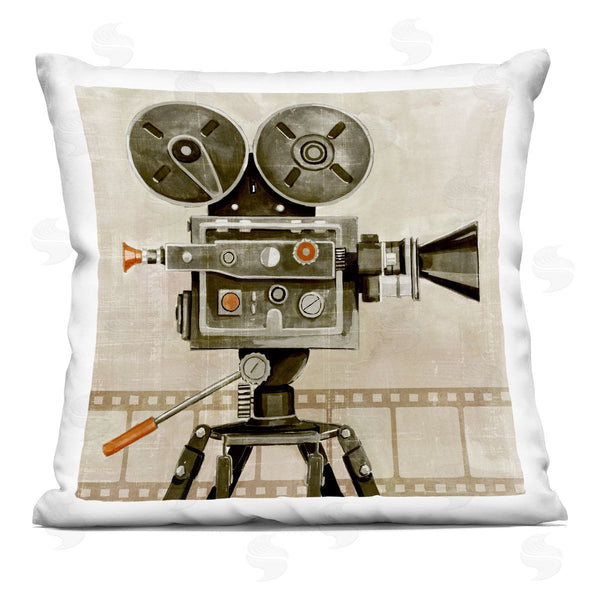 stupell industries Grace Popp | Vintage Movie Reel Projector Film Cinema Printed Throw Pillow