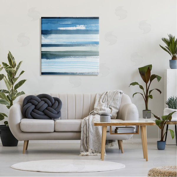 Stupell Industries Grace Popp | Vivid Blue Striped Landscape Abstract Ocean View Wall Art