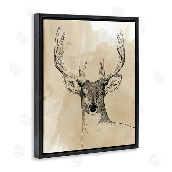 Stupell Industries Grace Popp | Wild Buck Portrait Forest Animal Illustration Watercolor Pattern Wall Art