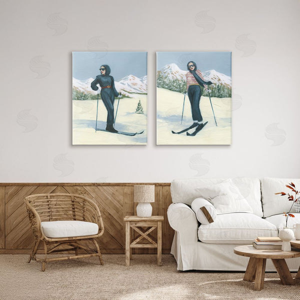 Stupell Industries Grace Popp | Winter Skiing Sisters Wall Art