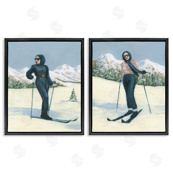 Stupell Industries Grace Popp | Winter Skiing Sisters Wall Art