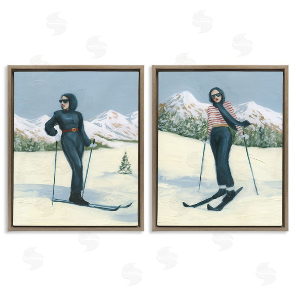 Stupell Industries Grace Popp | Winter Skiing Sisters Wall Art
