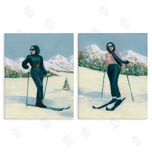 stupell industries Grace Popp | Winter Skiing Sisters Wall Art