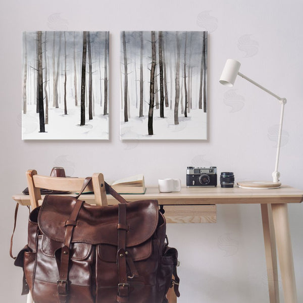 Stupell Industries Grace Popp | Winter Snow Tree Forest Haze Eerie Cold Wall Art