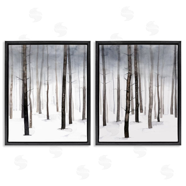 Stupell Industries Grace Popp | Winter Snow Tree Forest Haze Eerie Cold Wall Art
