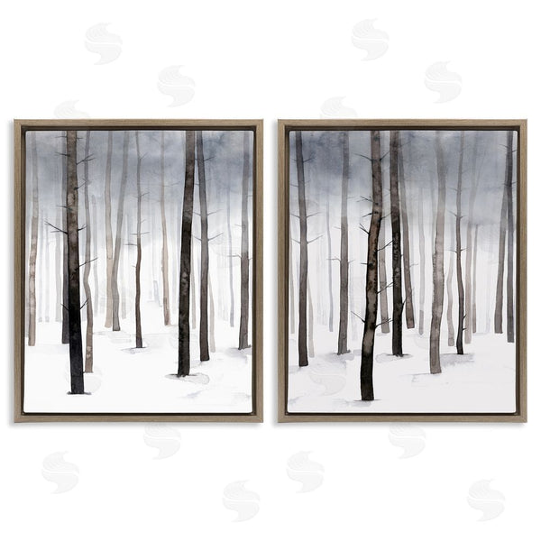 Stupell Industries Grace Popp | Winter Snow Tree Forest Haze Eerie Cold Wall Art
