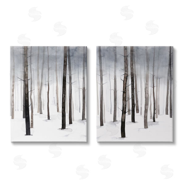 stupell industries Grace Popp | Winter Snow Tree Forest Haze Eerie Cold Wall Art