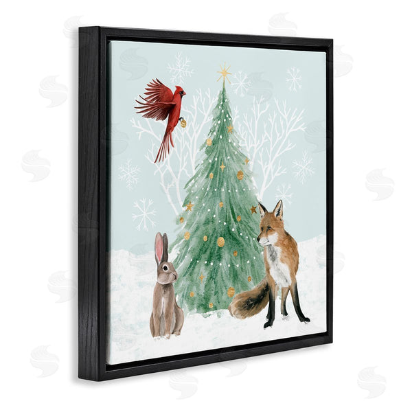 Stupell Industries Grace Popp | Wintery Wildlife Decorated Christmas Tree Snowflakes Wall Art