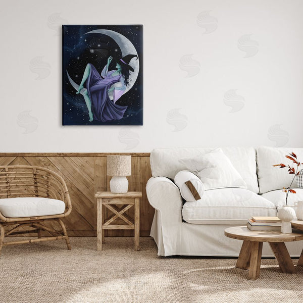 Stupell Industries Grace Popp | Witch Relaxing Crescent Moon Wall Art