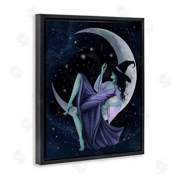 Stupell Industries Grace Popp | Witch Relaxing Crescent Moon Wall Art