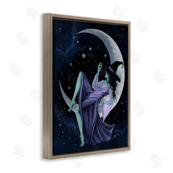 Stupell Industries Grace Popp | Witch Relaxing Crescent Moon Wall Art