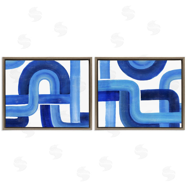 Stupell Industries Grace Popp | Woven Blue Geometric Lines