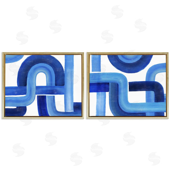 Stupell Industries Grace Popp | Woven Blue Geometric Lines