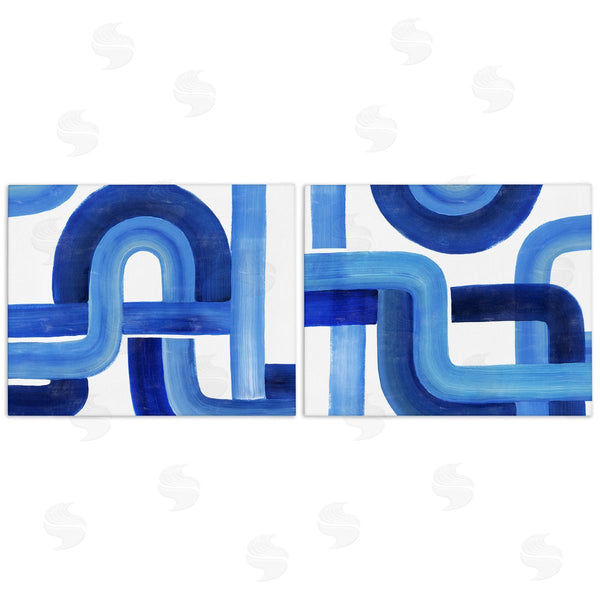 stupell industries Grace Popp | Woven Blue Geometric Lines