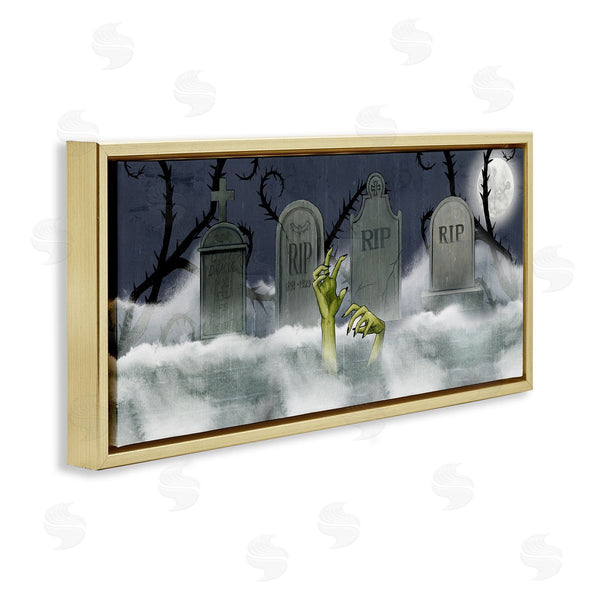 Stupell Industries Grace Popp | Zombie In Graveyard Full Moon Wall Art
