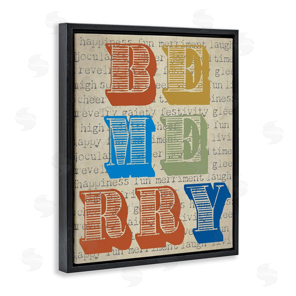 Stupell Industries Graffi*tee Studios | Be Merry Kitchen Sign Vintage Style Typography Wall Art