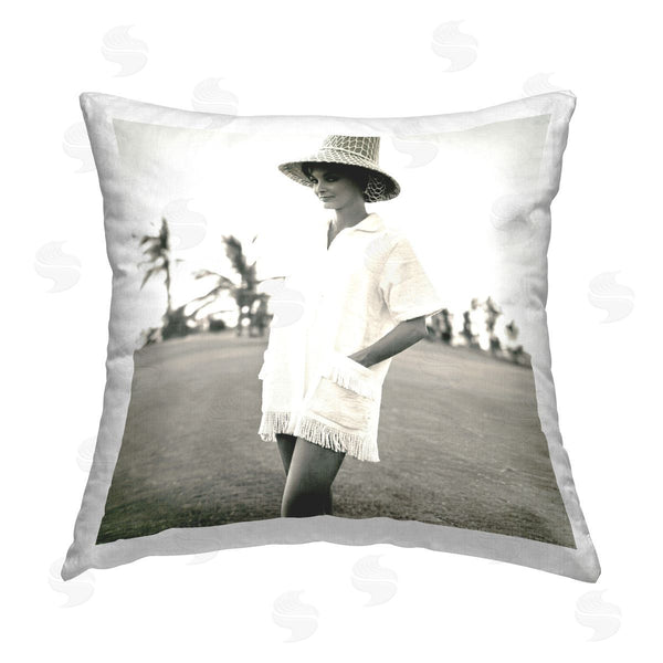 stupell industries Graffi*tee Studios | Beach Beauty in Sepia Printed Throw Pillow