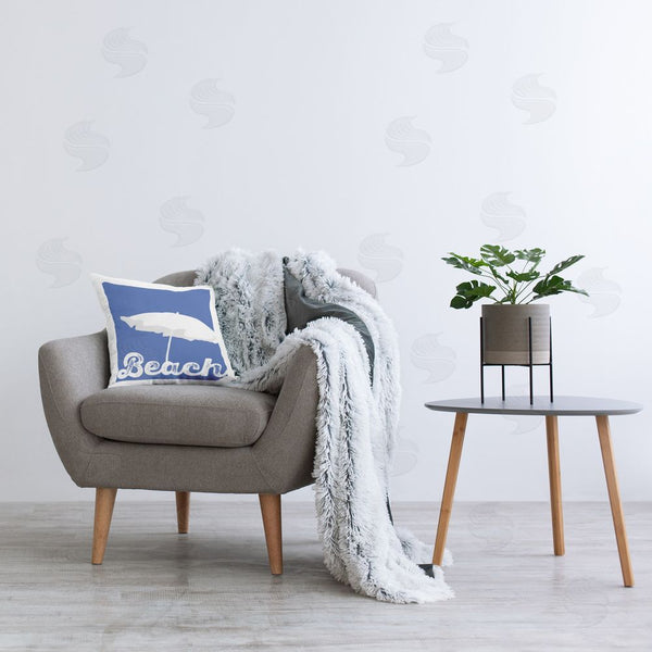 Stupell Industries Graffi*tee Studios | Beach Umbrella On Blue Printed Throw Pillow