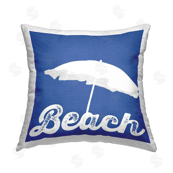 Stupell Industries Graffi*tee Studios | Beach Umbrella On Blue Printed Throw Pillow