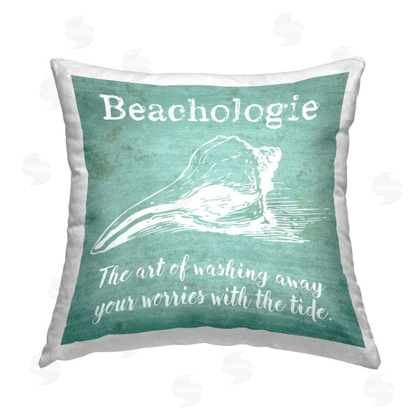 stupell industries Graffi*Tee Studios | Beachologie Turquoise Phrase Printed Throw Pillow