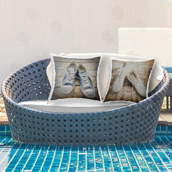 Stupell Industries Graffi*tee Studios | Blue & White Classic Sneakers Printed Throw Pillow Set