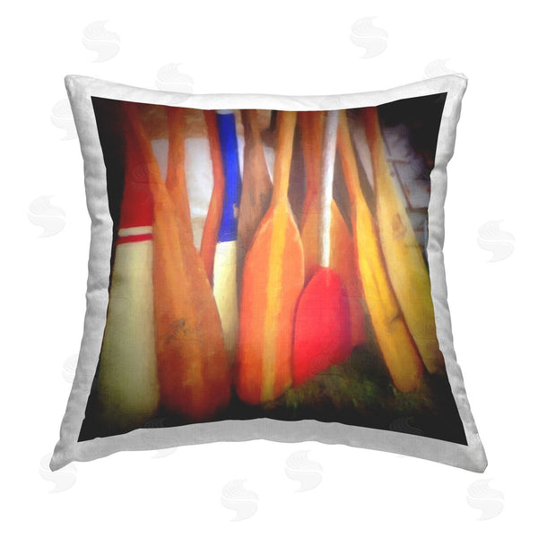stupell industries Graffi*tee Studios | Boat Oars Leaning Printed Throw Pillow