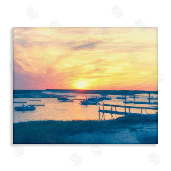 stupell industries Graffi*tee Studios | Boats Illuminated at Sunset Wall Art