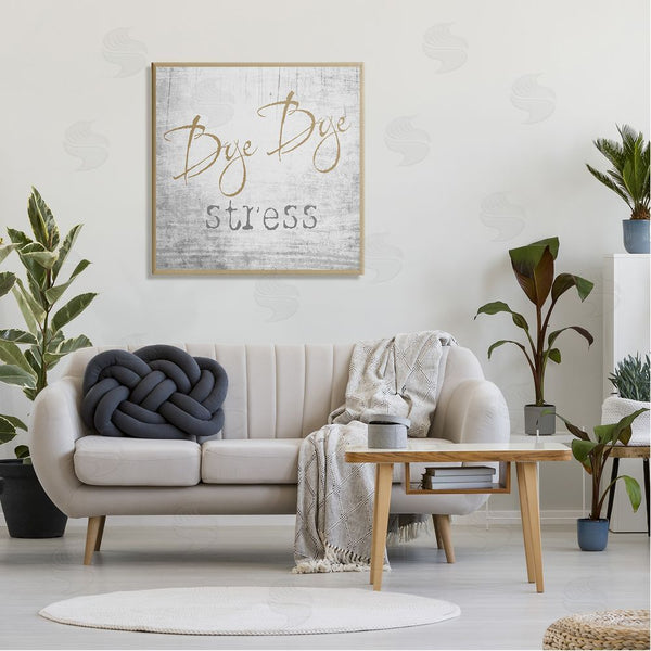 Stupell Industries Graffi*tee Studios | Bye Stress Rustic Distressed Birch Pattern Border Wall Art