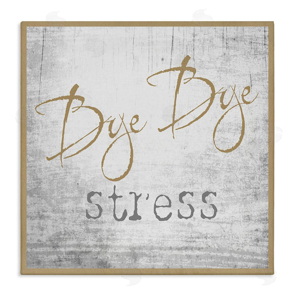 stupell industries Graffi*tee Studios | Bye Stress Rustic Distressed Birch Pattern Border Wall Art