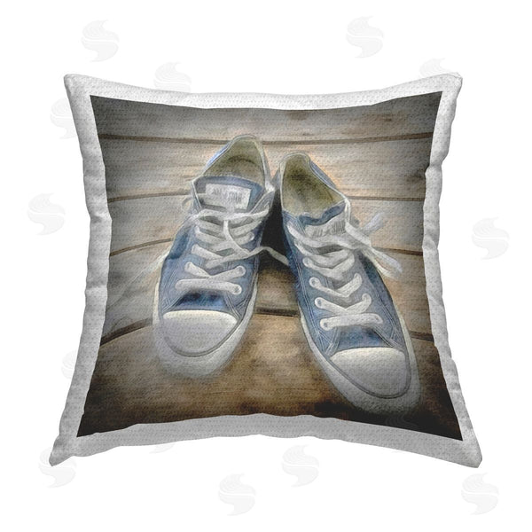 Stupell Industries Graffi*tee Studios | Denim Blue Classic Sneakers Printed Throw Pillow