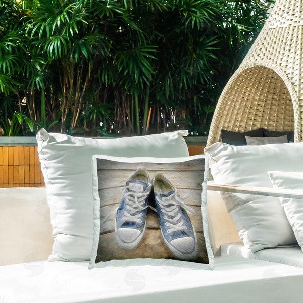 Stupell Industries Graffi*tee Studios | Denim Blue Classic Sneakers Printed Throw Pillow