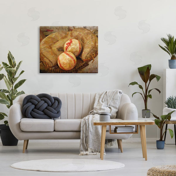 Stupell Industries Graffi*tee Studios | Detailed Baseball Glove Mitt Holding Sports Balls Wall Art