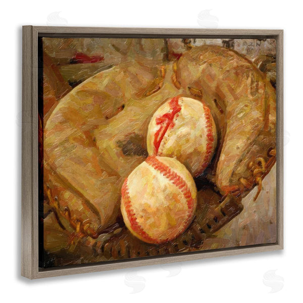 Stupell Industries Graffi*tee Studios | Detailed Baseball Glove Mitt Holding Sports Balls Wall Art