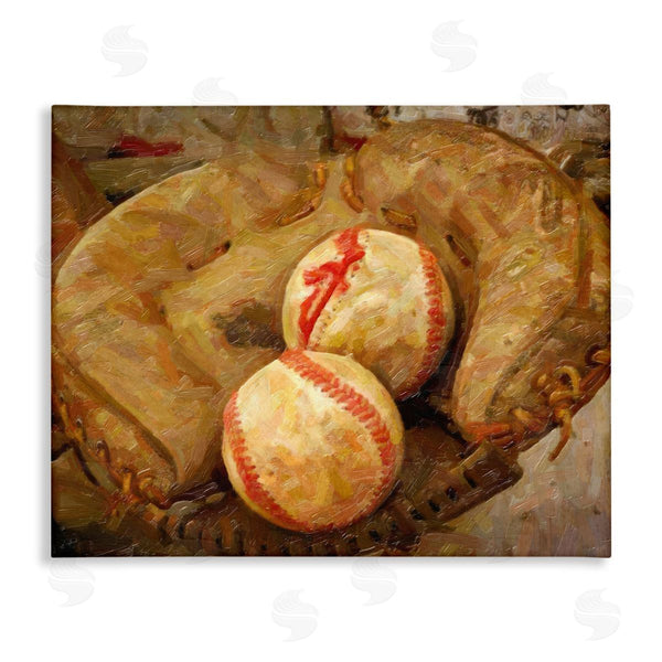 stupell industries Graffi*tee Studios | Detailed Baseball Glove Mitt Holding Sports Balls Wall Art