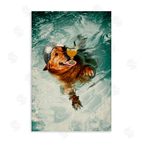 stupell industries Graffi*tee Studios | Disco Dog in Pool