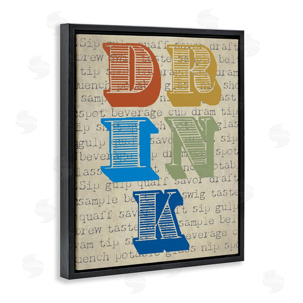 Stupell Industries Graffi*tee Studios | Drink Antique Stamp Style Typography Kitchen Words Wall Art