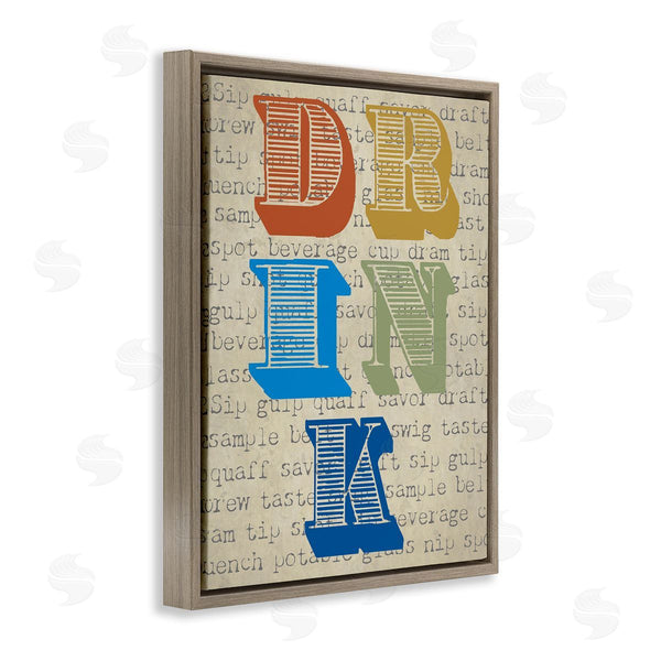 Stupell Industries Graffi*tee Studios | Drink Antique Stamp Style Typography Kitchen Words Wall Art