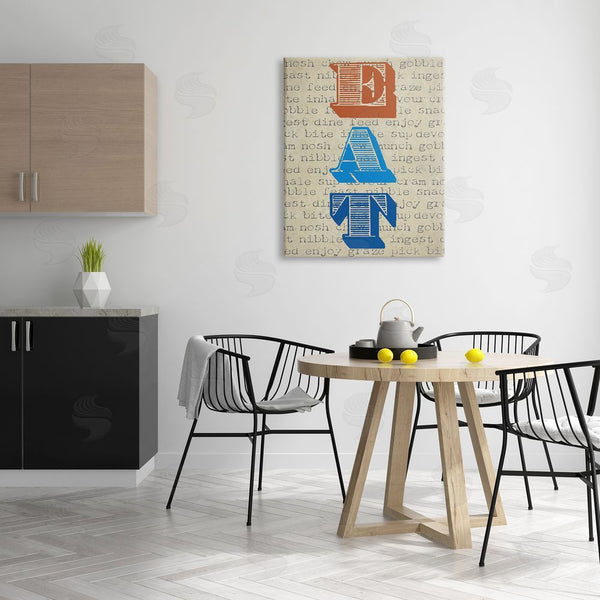 Stupell Industries Graffi*tee Studios | Eat Vintage Striped Stamp Lettering Kitchen Sign Wall Art