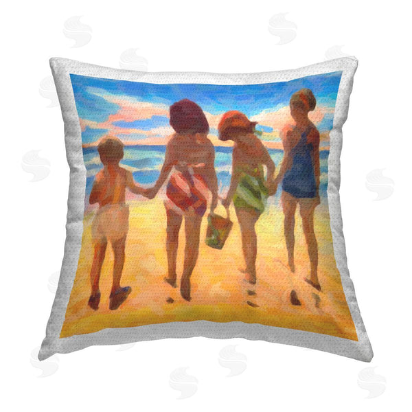 Stupell Industries Graffi*Tee Studios | Family On Summer Beach Printed Throw Pillow