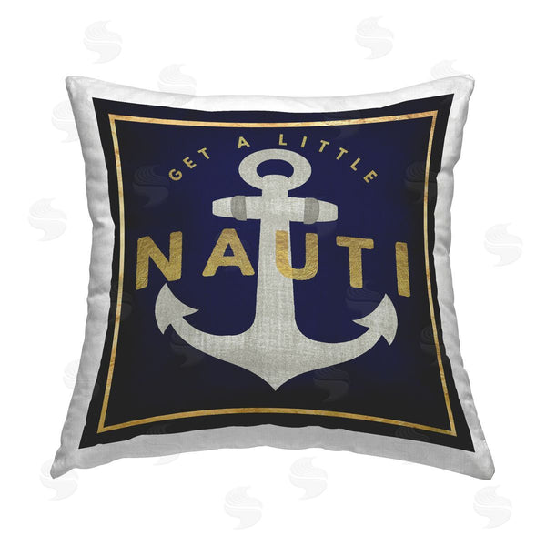 stupell industries Graffi*Tee Studios | Get Nauti Maritime Anchor Printed Throw Pillow