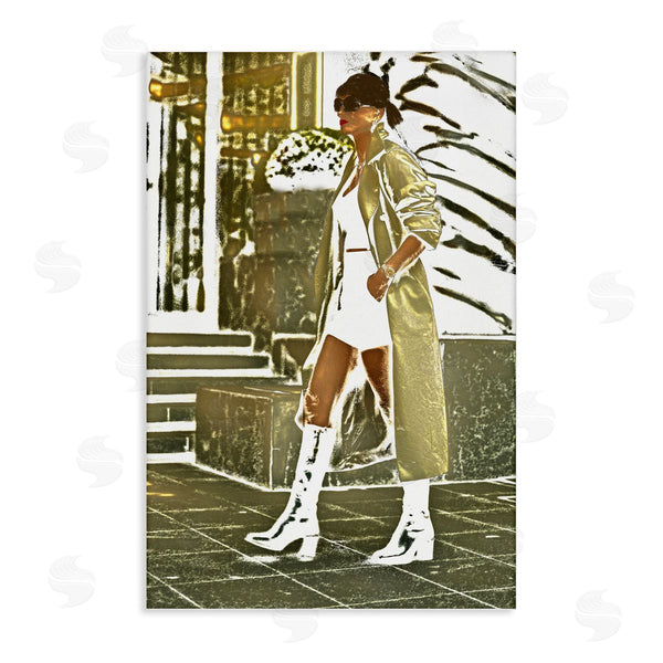 stupell industries Graffi*tee Studios | Girl in Gold Trenchcoat