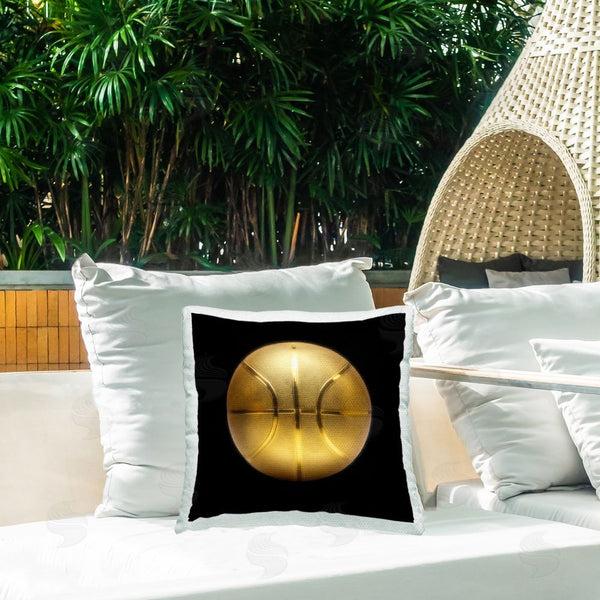 Stupell Industries Graffi*tee Studios | Gold Designer Basketball Printed Throw Pillow