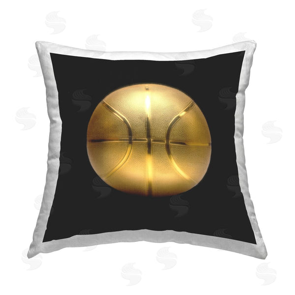 stupell industries Graffi*tee Studios | Gold Designer Basketball Printed Throw Pillow