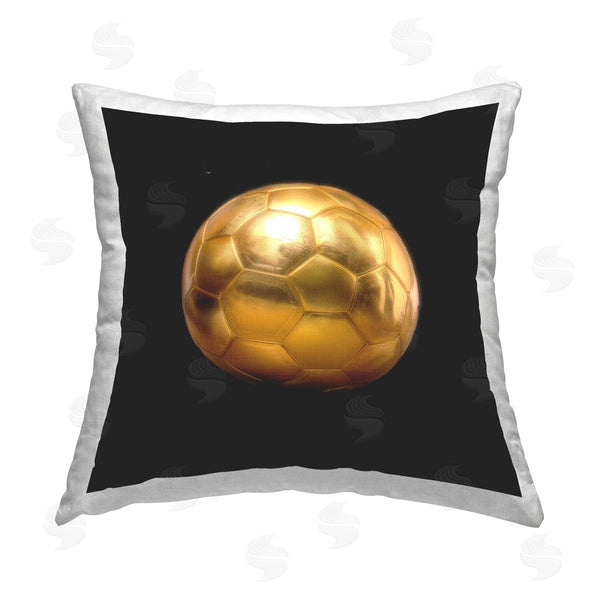 stupell industries Graffi*tee Studios | Gold Designer Soccer Ball Printed Throw Pillow