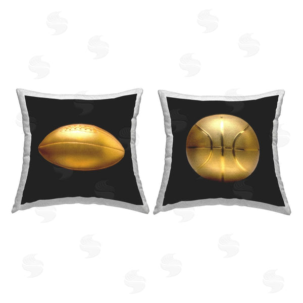 Stupell Industries Graffi*tee Studios | Gold Football & Basketball Printed Throw Pillow Set