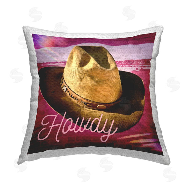 Stupell Industries Graffi*tee Studios | Howdy Cowboy Hat On Pink Printed Throw Pillow