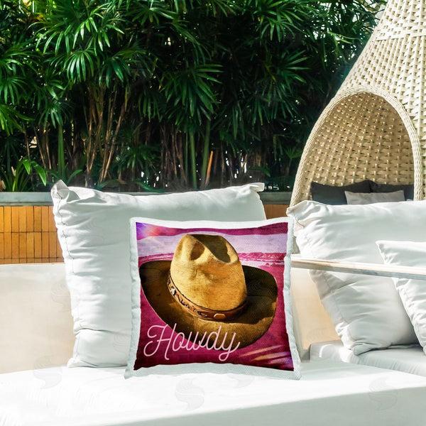 Stupell Industries Graffi*tee Studios | Howdy Cowboy Hat On Pink Printed Throw Pillow