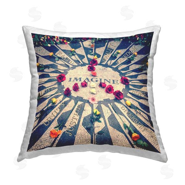 stupell industries Graffi*tee Studios | Imagine Peace Symbol Printed Throw Pillow